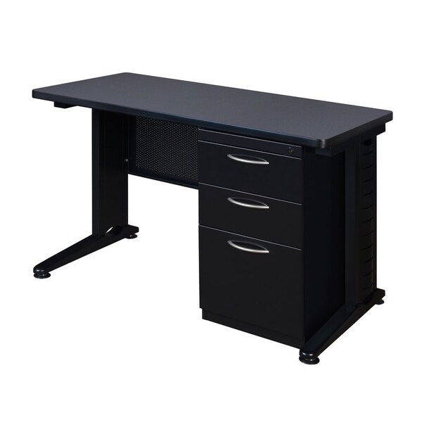 Fusion Fusion Single Pedestal Desks, 24 D X 29 H, 48 W X Wood, Metal MSP4824GY - main